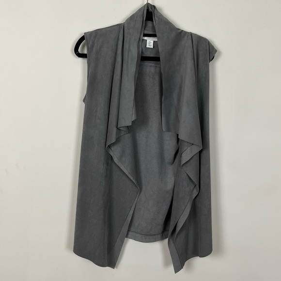 KATHERINE BARCLAY SUEDE CASCADE FRONT GREY VEST SIZE SMALL - Picture 3 of 14